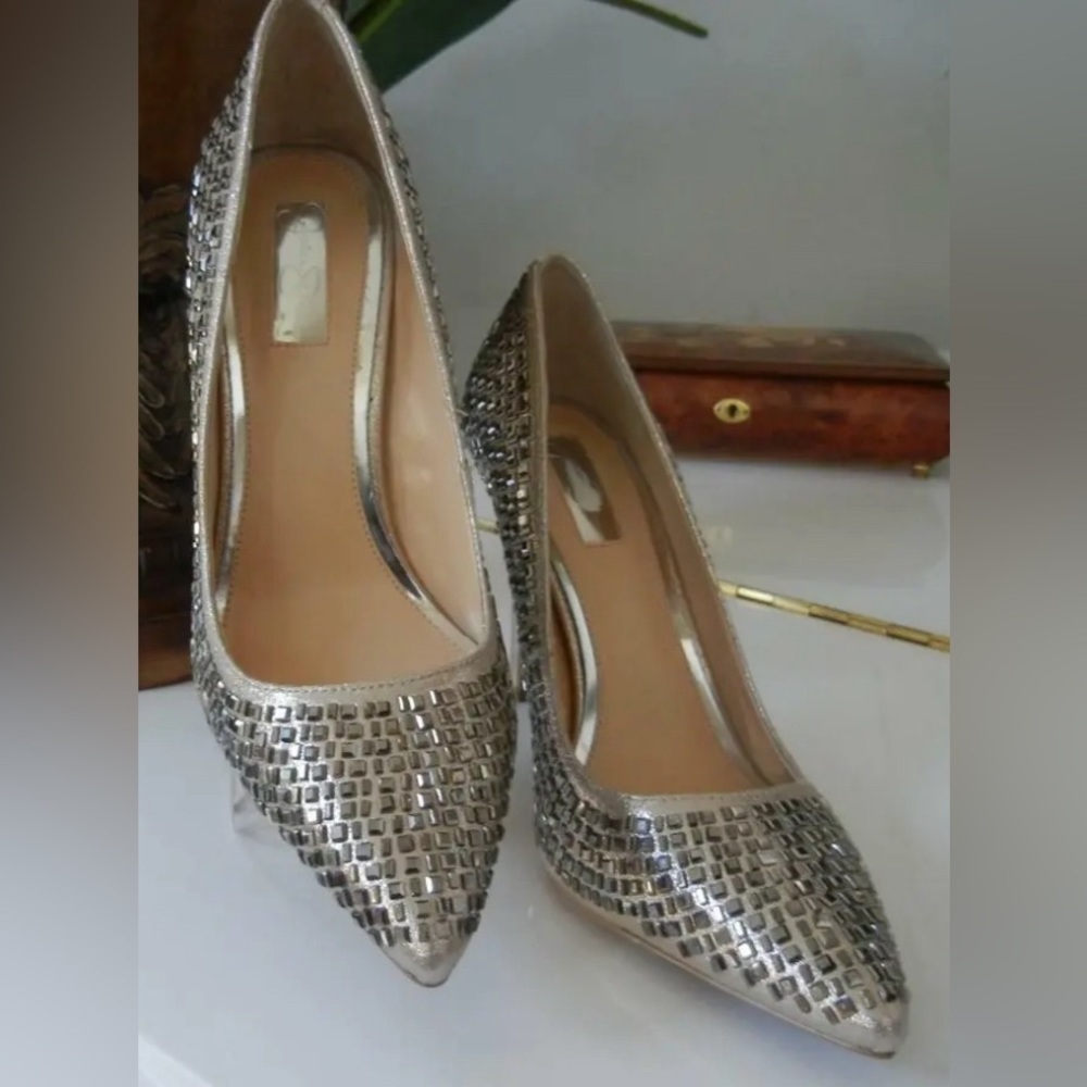 Jessica Simpson Claya Metal Pump Gold Pewter 8.5 - Picture 13 of 13